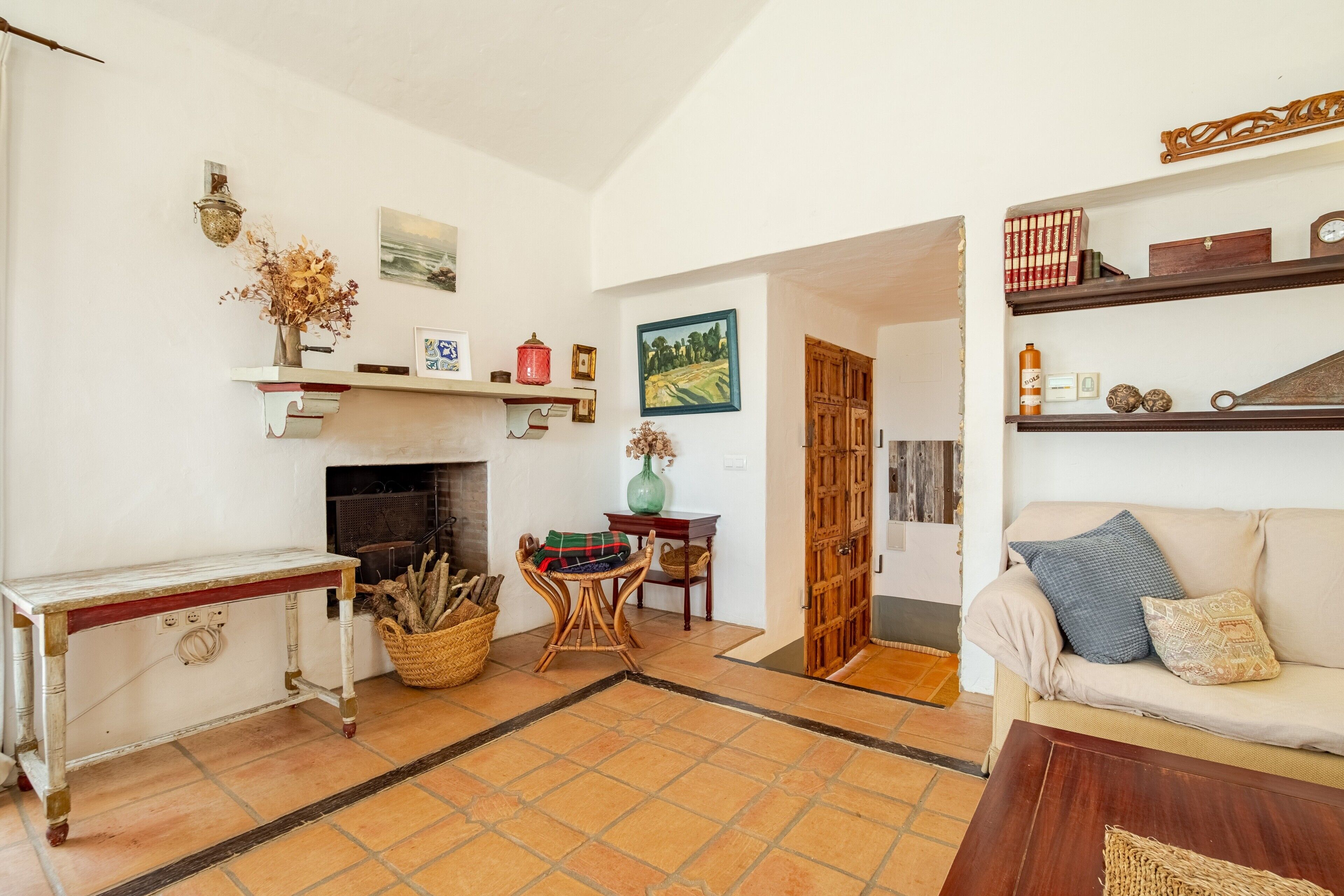 Televisión y chimenea 