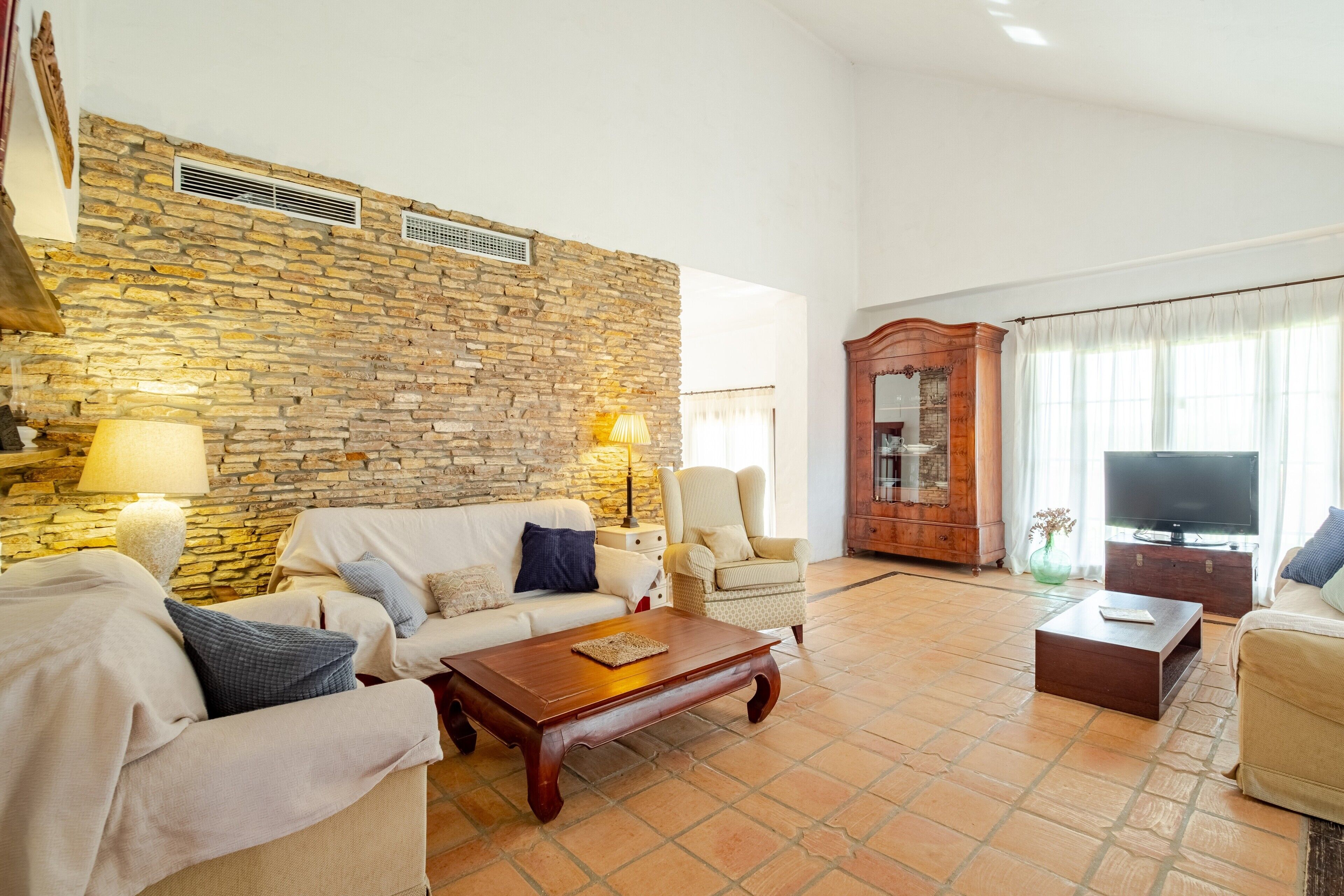 Televisión y chimenea 