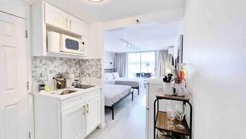 Desk, iron/ironing board, travel cot, free WiFi