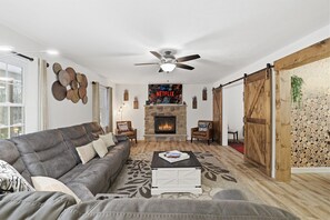 Smart TV, fireplace, table football, computer monitors - Elegant Pocono Home with Hot Tub (Pocono Lake)