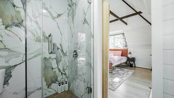 Shower, soap, toilet paper