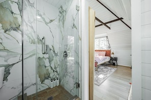Shower, soap, toilet paper