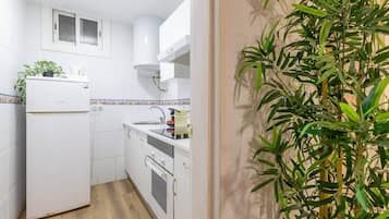 Fridge, oven, stovetop, cookware/dishes/utensils