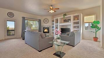 TV, fireplace, offices