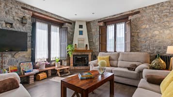 TV, fireplace