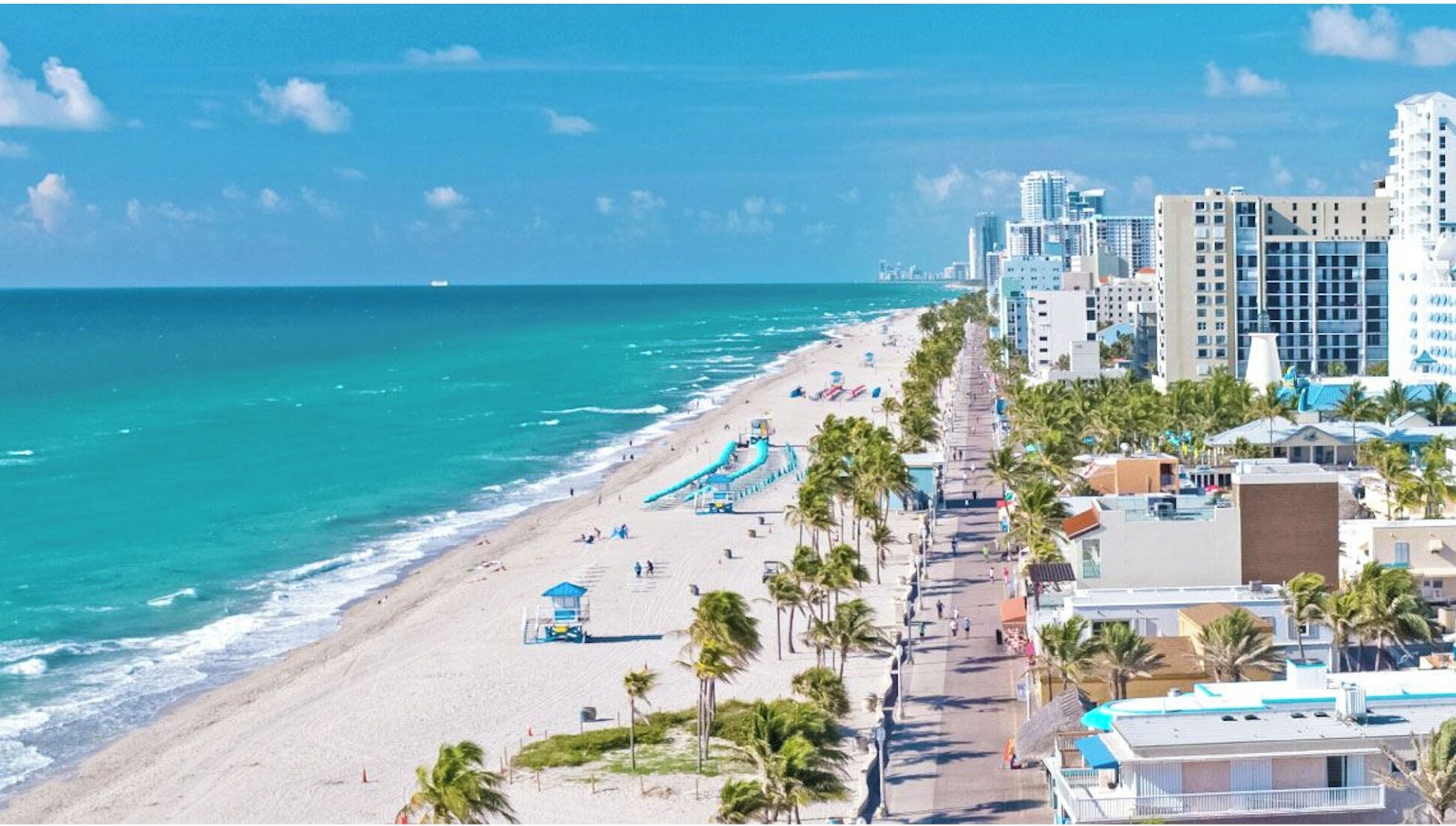 On the beach, sun loungers, beach towels