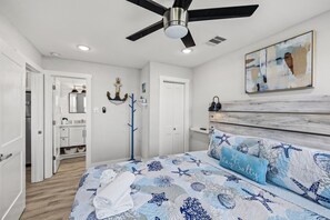 2 bedrooms, desk, iron/ironing board, travel crib