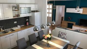 House (ThreeBedroom Holiday Home With Privat) | Private kitchen | Fridge