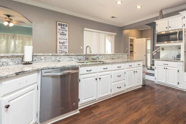 Microwave, oven, stovetop, dishwasher