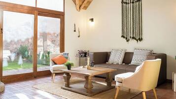 Ferienhaus, Terrasse | Wohnbereich