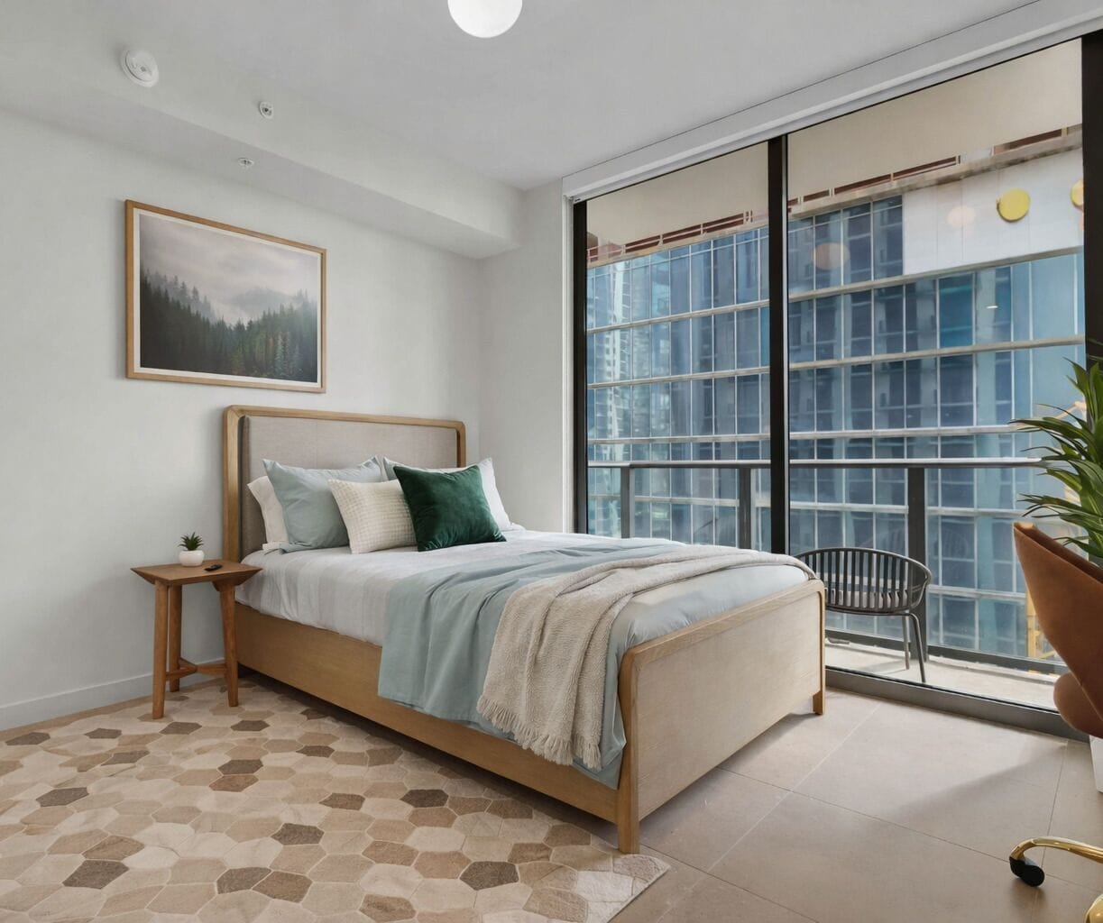 特级开间套房, 1 张大床, 阳台, 城市景观 | 起居区