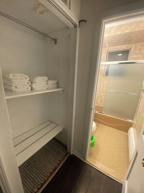 Sèche-cheveux, serviettes fournies, savon, papier toilette