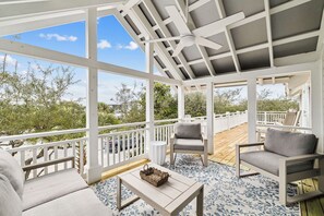 Terrace/patio - Less than 75 Feet from Seaside Beach | Four By The Shore - Odessa Street (Santa Rosa Beach)
