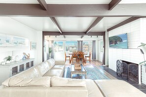 TV, fireplace - 6BR Retreat w/ Expansive Deck, Steps to Beach & Pier! (Newport Beach)