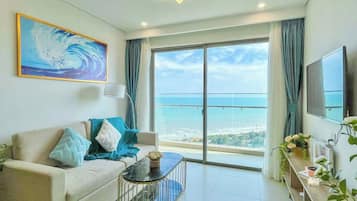 Familienapartment, 3 Schlafzimmer, Strandblick | Wohnbereich