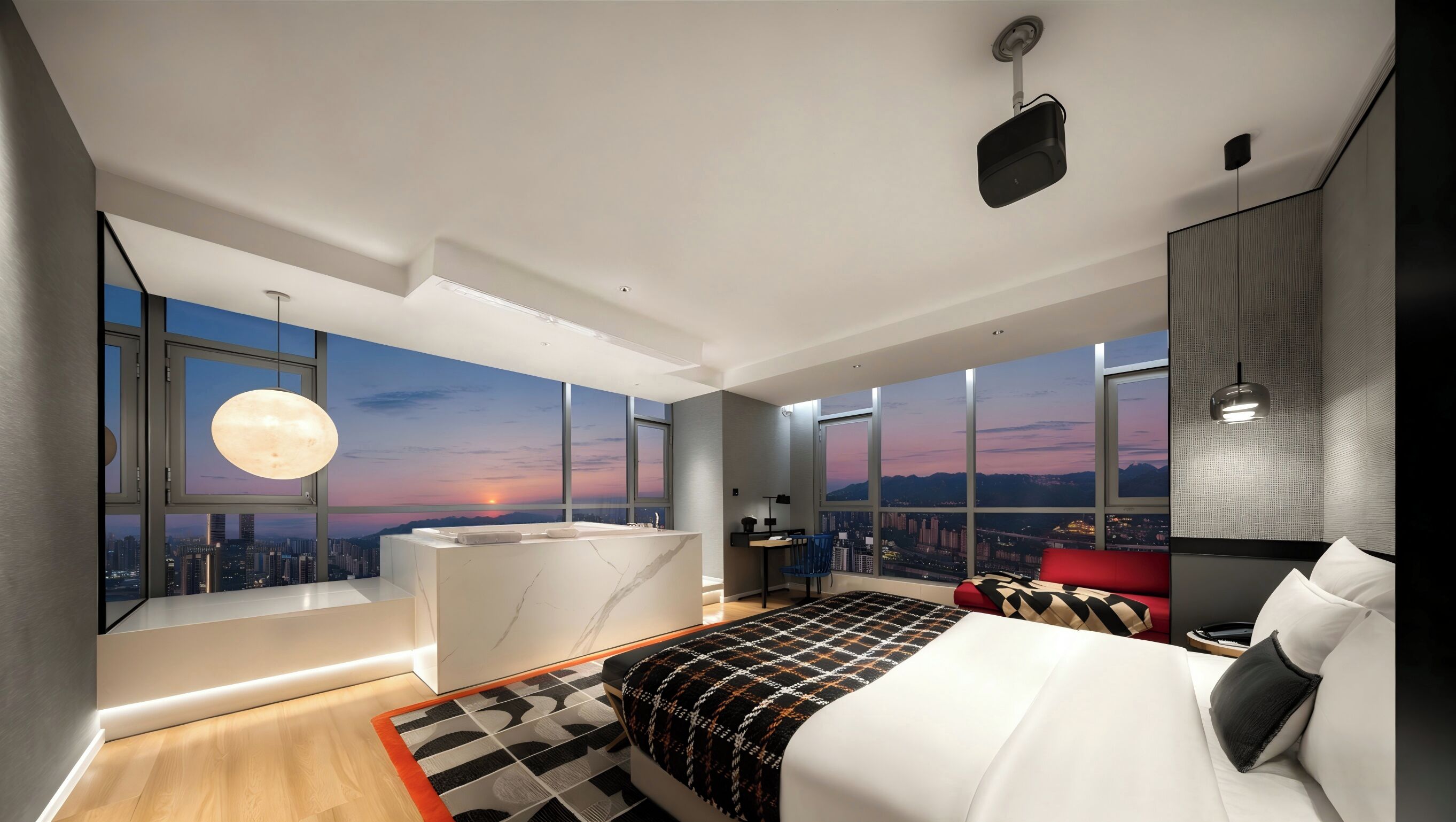 Panoramic-Suite, Sauna, Flussblick | Zimmersafe, Verdunkelungsvorhänge, schallisolierte Zimmer