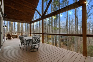Outdoor dining - 5BR Lodge w/ Game Room, Firepit & Mountain Views! (Boone)