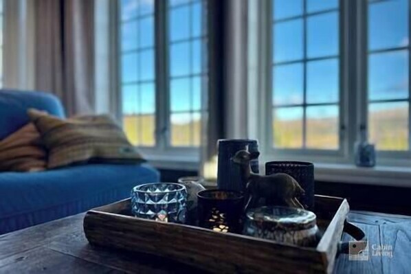 Living area - Cabin in magnificent landscape and hot tub inside (Sigdal)