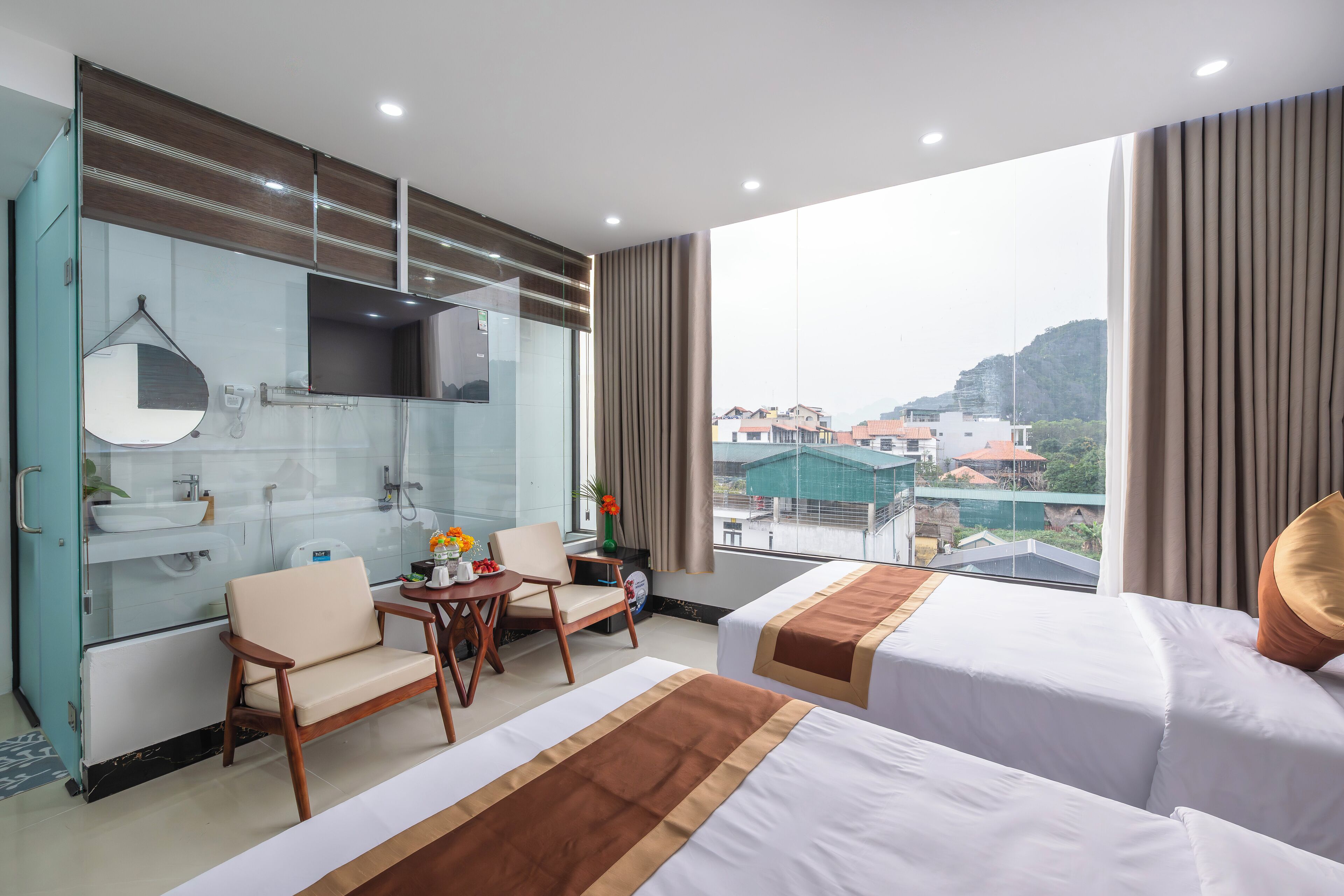 Habitación con 1 cama doble o 2 individuales, vistas a la montaña