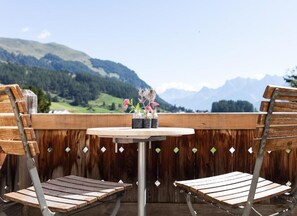 Deluxe Double Room, Balcony, Mountain View | Outdoor dining - Meisser Lodge (Guarda)