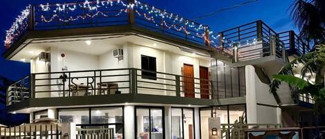 Desk, laptop workspace, blackout curtains, iron/ironing board