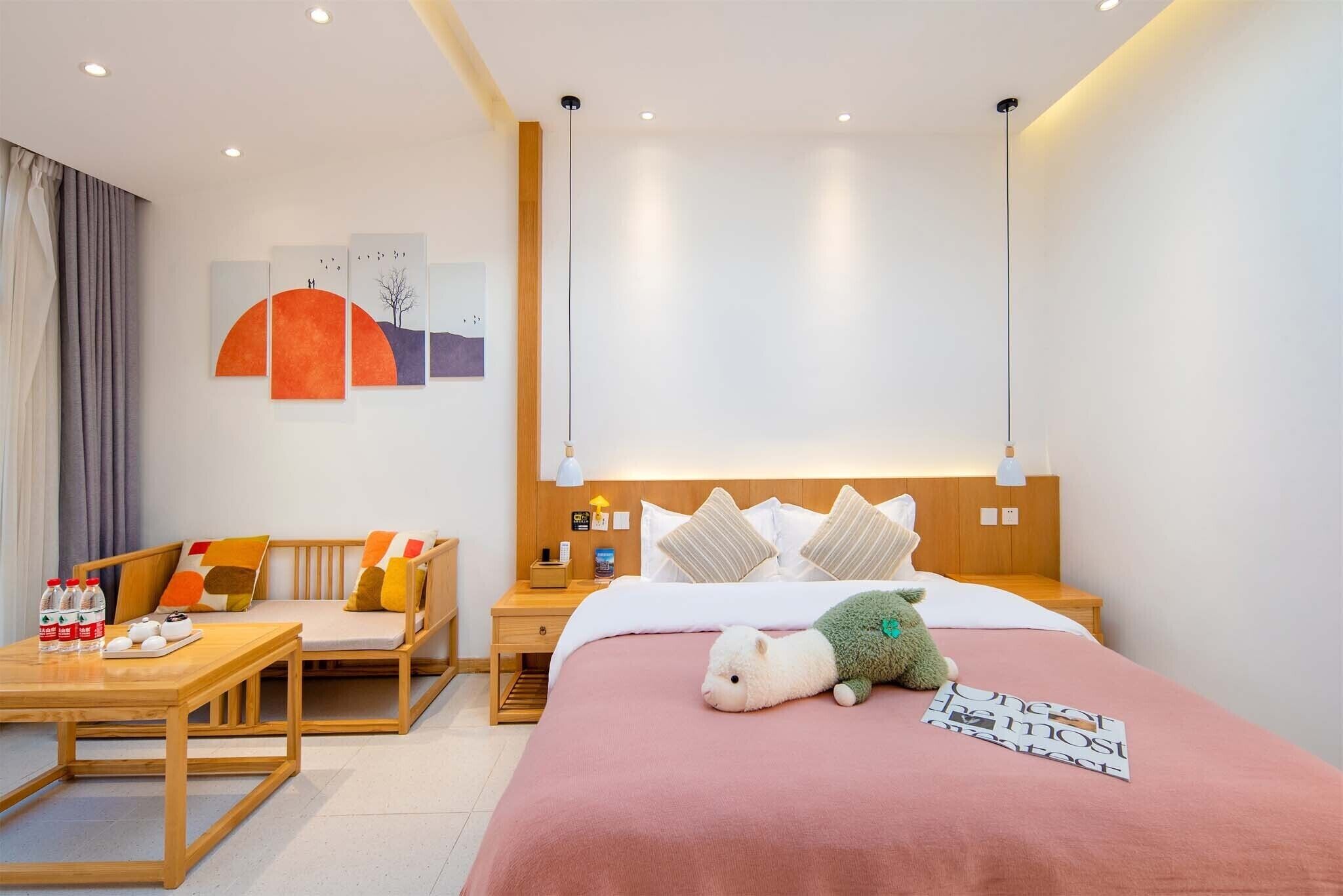 Bureau, espace de travail pour ordinateur portable, rideaux occultants