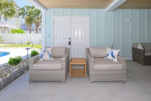 Terrace/patio - Brand New Walk to the Beach 5BR House with Private Pool! Island Time at Surfside (Surfside Beach)