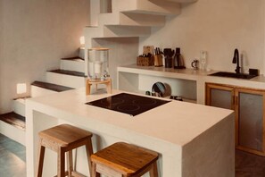Fridge, stovetop, coffee/tea maker, cookware/dishes/utensils - Pool View   Garden View 1 Bed King (Brisas de Zicatela)