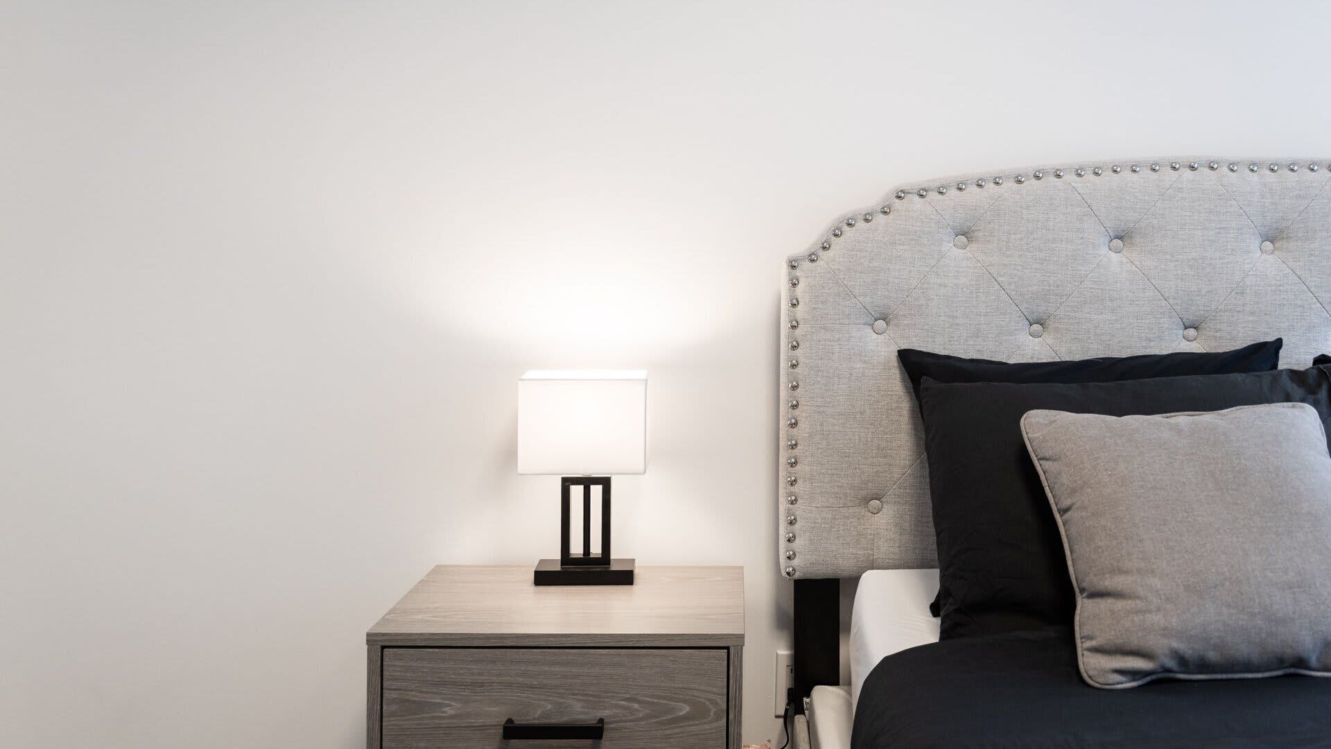 Bedside table and lamp
