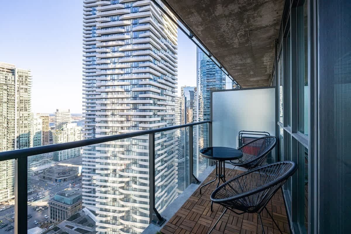 Private balcony with outdoor furniture and great city views