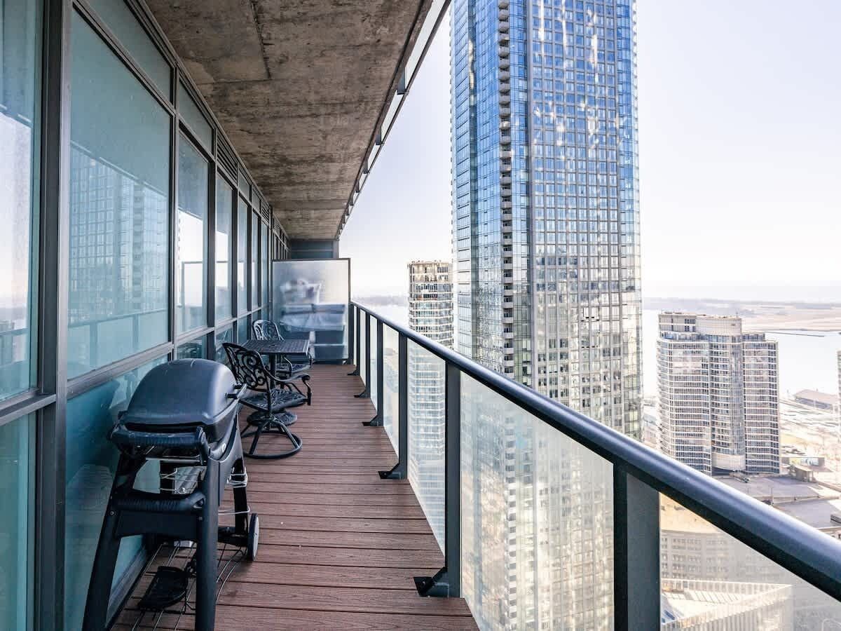 Your own private balcony with outdoor furniture and a BBQ grill