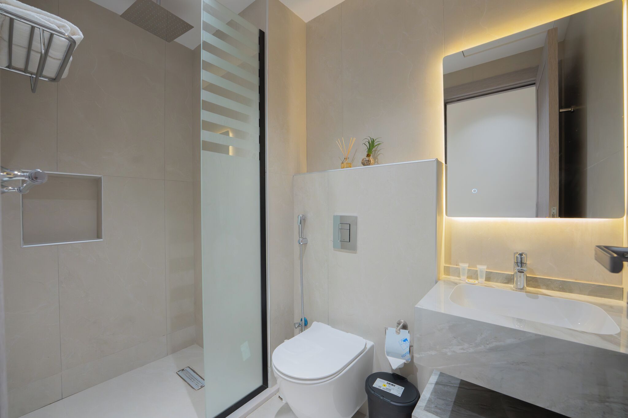 Superior Apartment | Bathroom | Shower, free toiletries, towels, soap
