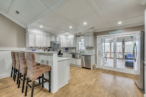Fridge, microwave, stovetop, dishwasher - Walk to Beach & Parks! Coastal Haven in Oak Island (Oak Island)