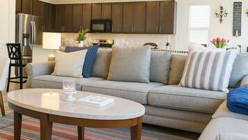 Smart TV, DVD player, books, music library