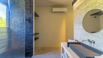 Comfort Double Room, Garden View, Beachside | Bathroom | Shower, hair dryer, towels, soap