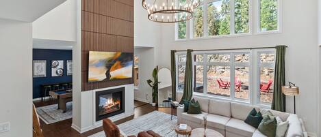 Smart TV, fireplace, foosball, table tennis