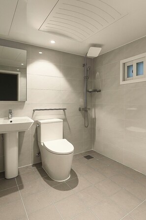 Deluxe Twin Room | Bathroom | Shower, free toiletries, hair dryer, towels - Yellow stay (Bucheon)