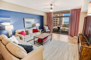 TV - Tranquility Meets Convenience: Oceanfront 3-Bedroom Condo with Showers (North Myrtle Beach)