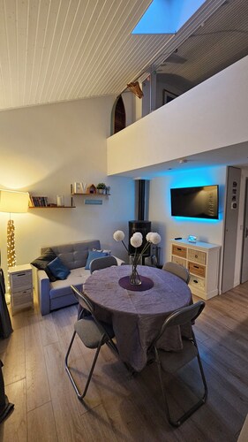 Studio avec mezzanine cosy avec accès jardin et ponton privé sur le lac