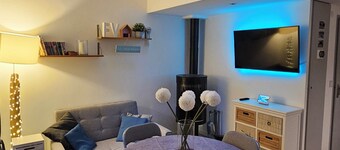 Cosy, modern studio with mezzanine in the heart of the historic village of Nernier