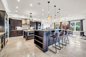 Fridge, microwave, oven, stovetop - The Bay House 🌊 Bayfront Escape w/ Pool, Dock, Game Room & Firepit | Sleeps 16 (Fort Walton Beach)