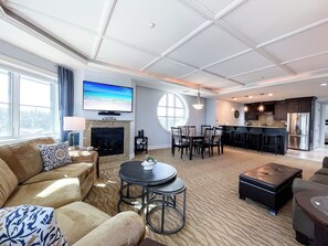 Smart TV, fireplace - TC Retreat | Beachfront, Heated Outdoor Pool,  Stunning Views (Traverse City)