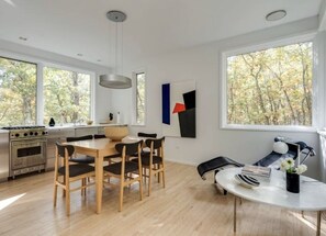 Dining - The Floating House Water Mill Hamptons, A Cantilevered Architectural Retreat (Water Mill)