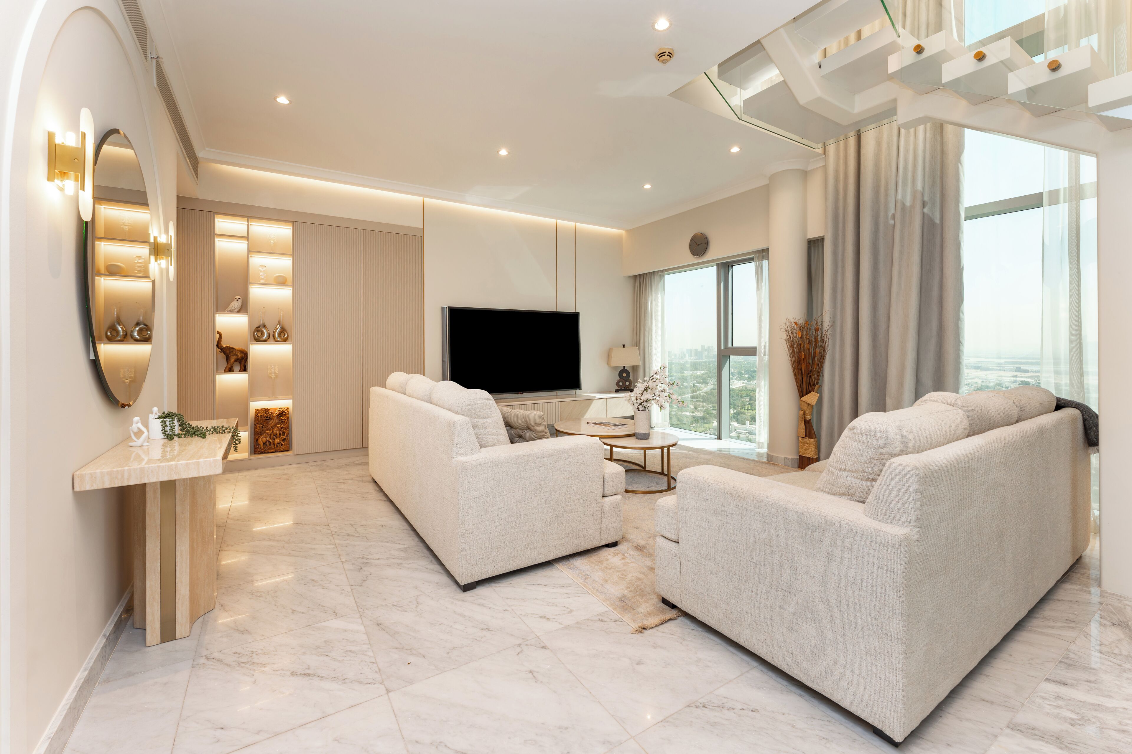 Luxury Duplex, 1 King Bed, Non Smoking, City View | Living area