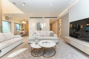 Luxury Duplex, 1 King Bed, Non Smoking, City View | Living area - PVH - Central Park 1BR with Study Room (Dubai)