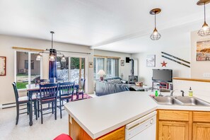 TV, fireplace, DVD player, offices - Central McCall Condo | Pool, Hot Tub & Fireplace (McCall)