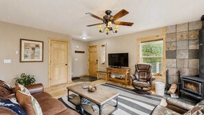 TV, fireplace, foosball, offices