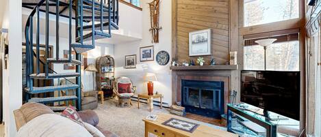 TV, fireplace, DVD player, offices