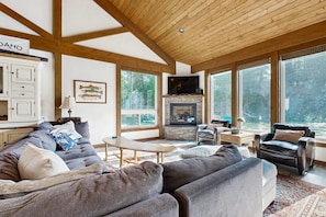 TV, fireplace, offices - Payette River Retreat with Hot Tub & Views (McCall)