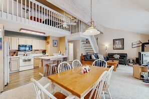 TV, fireplace, DVD player, table football - McCall Condo | Pools, Gym, Loft with Game Room (McCall)